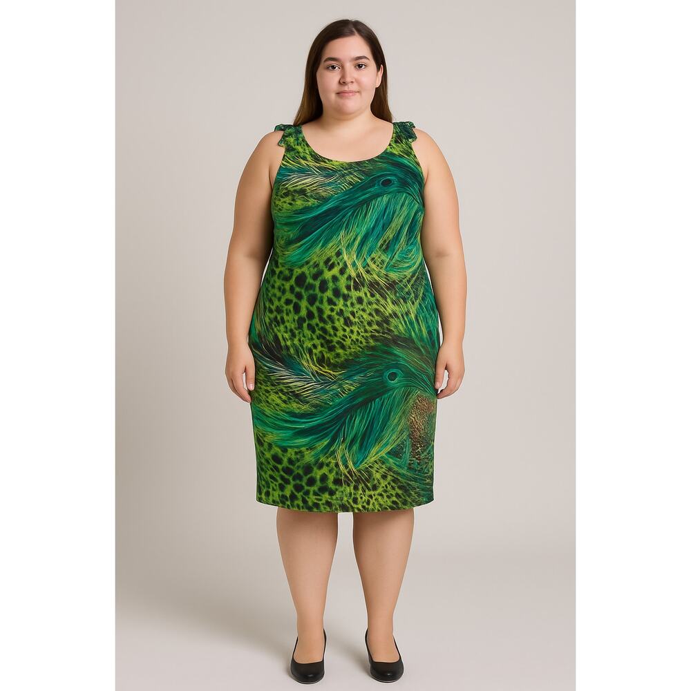 Prodotto Da Bay Green Tropical Feather Print Sleeveless Dress Size Large